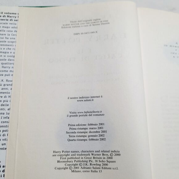 HARRY POTTER E il Calice di Fuoco Italian Hard Cover w DJ Goblet of Fire Book - Picture 4 of 12